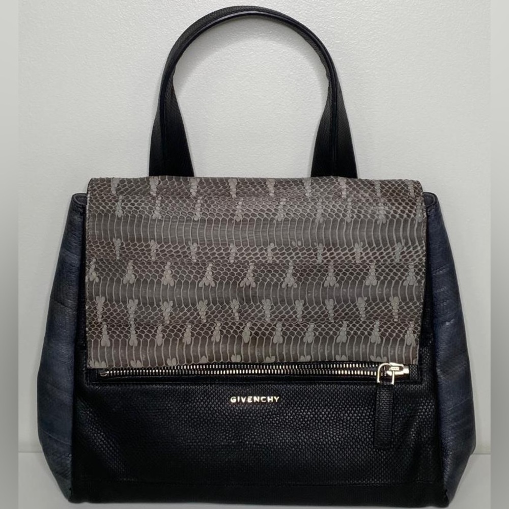 Givenchy Large Pandora Grey Water-snake  and Blue and Black Python Bag